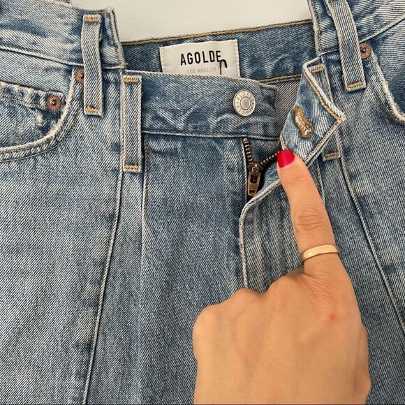 Agolde Sky Blue Denim Shorts - Picture 6 of 12